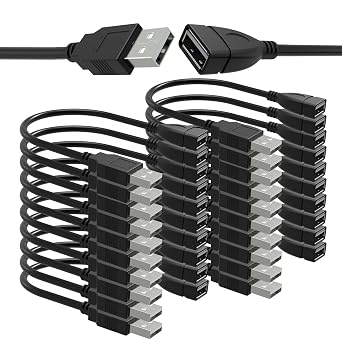 SaiTech IT 20 Pack USB 2.0 Male to Female Extension Cable 6 inch Black