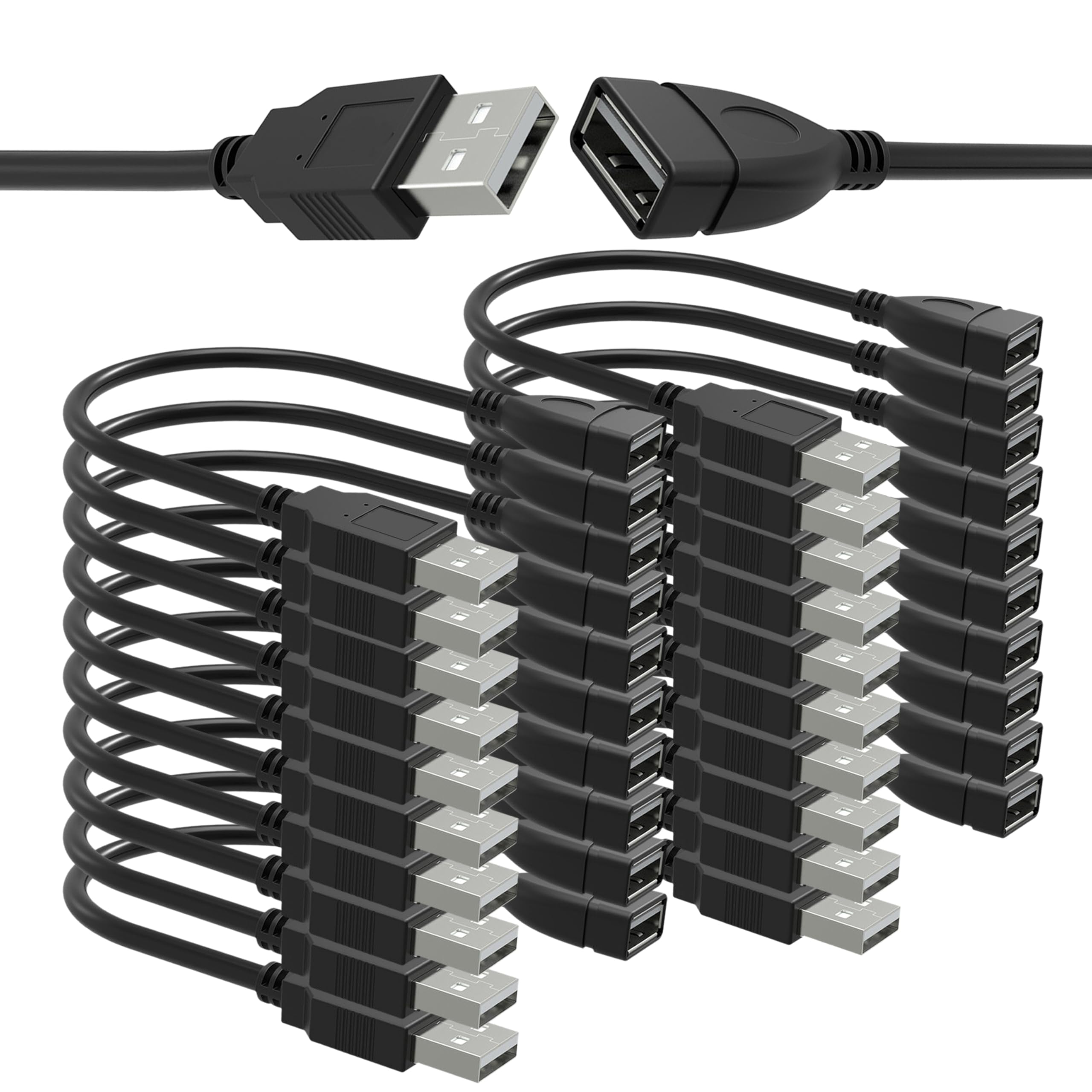 20 pezzi (15 cm – 15,2 cm) regolabile flessibile USB 2.0 maschio a femmina prolunga maschio/femmina cavo adattatore – mondi più breve cavo prolunga USB 2.0