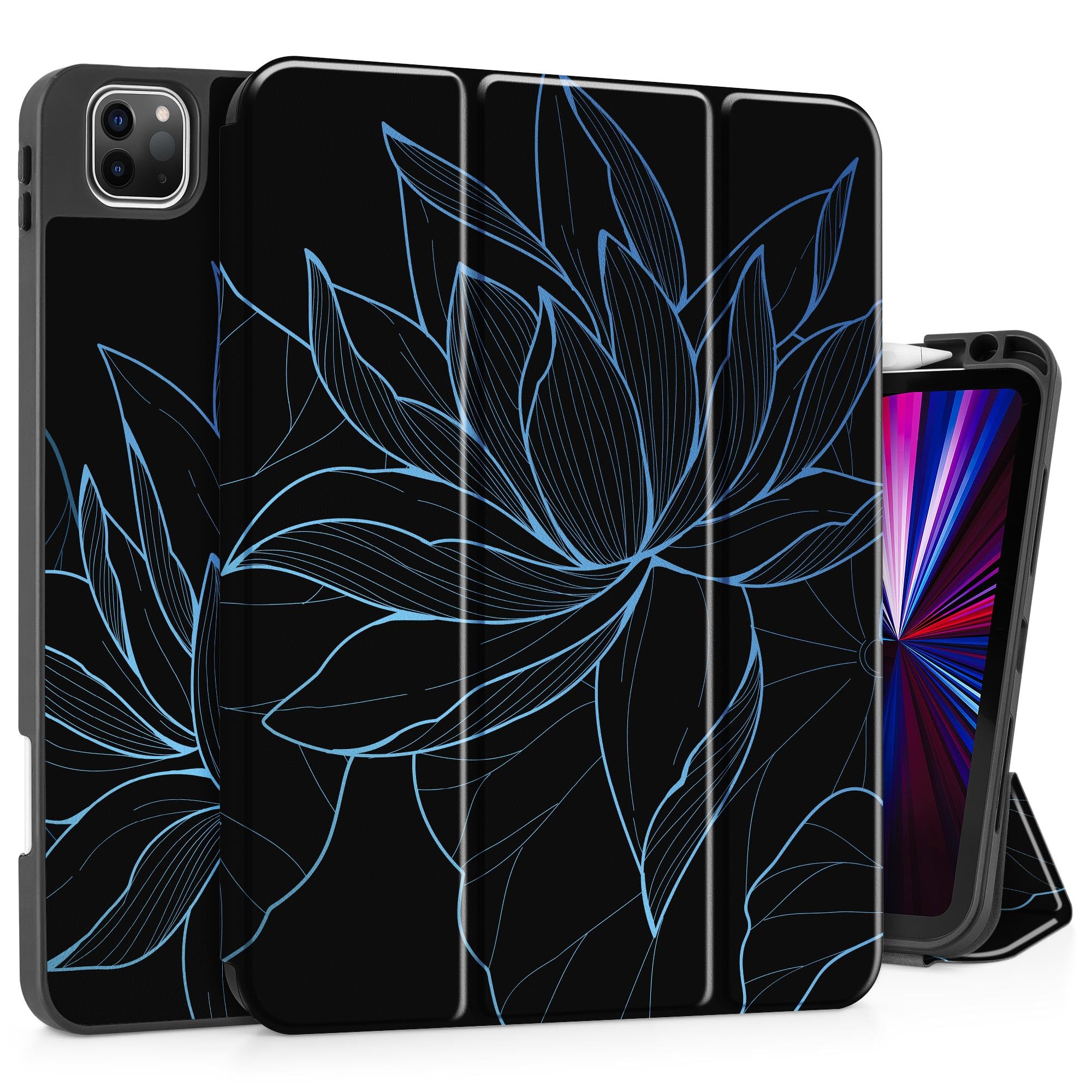 May Chen Case for iPad Pro 11 inch (4th, 3rd, 2nd & 1st Gen) 2022 2021 2020 2018, Trifold Stand + Pencil Holder + Auto Wake/Sleep + Soft TPU