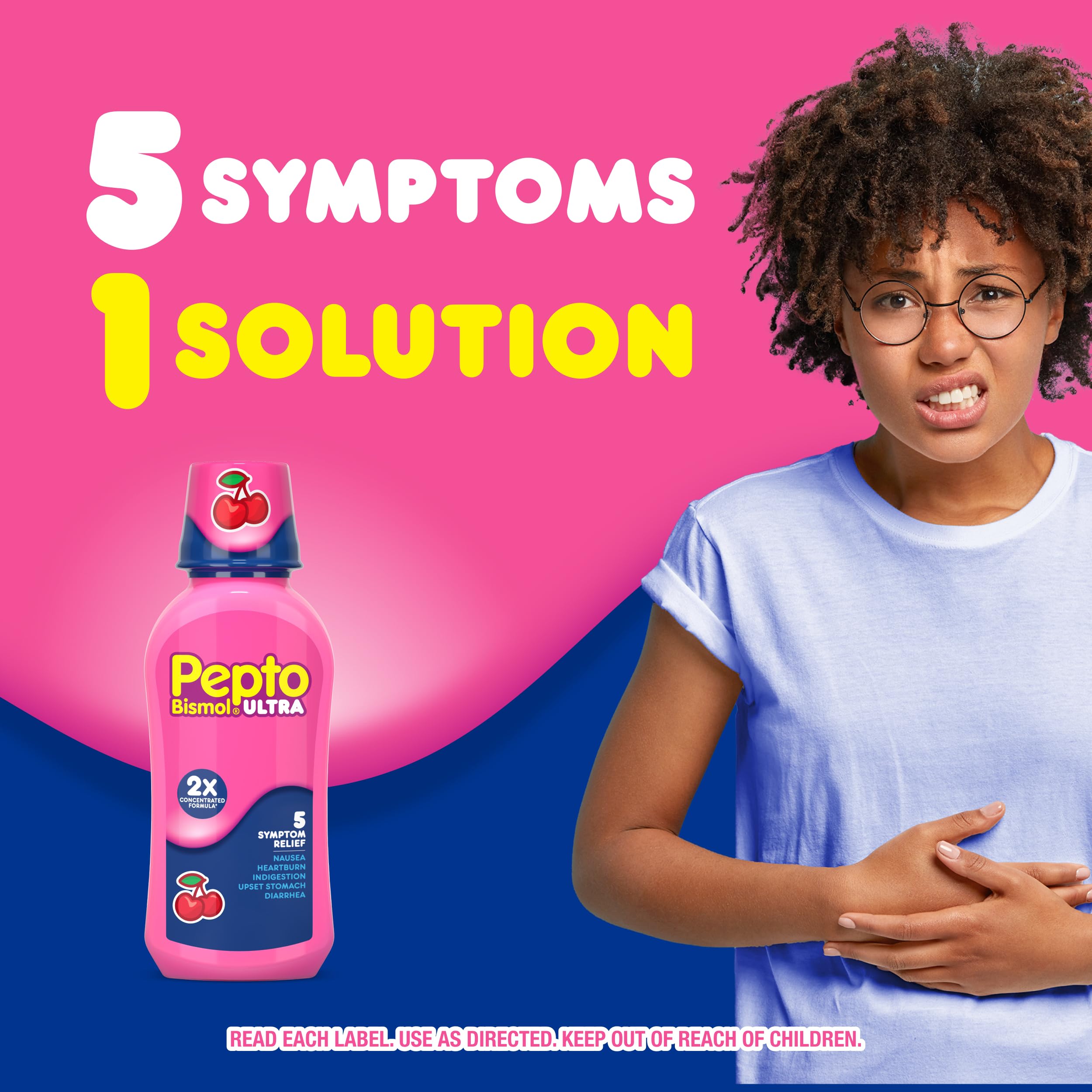 Pepto Bismol Liquid Ultra for Nausea, Heartburn, Indigestion, Upset Stomach, and Diarrhea - 5 Symptom Fast Relief, Cherry Flavor, 2x16 oz — Amazon image 8