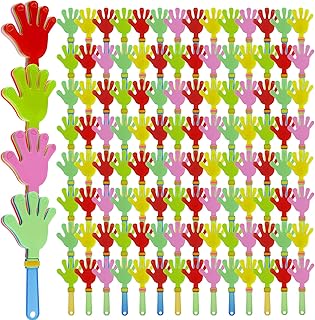 Meooeck 300 Pcs Hand Clappers Bulk Plastic Noise Makers Party Favors Game Accessories Clappers Noisemakers for Sporting Events Fiesta Birthday Game Supplies, Random Color, 7.5 Inch