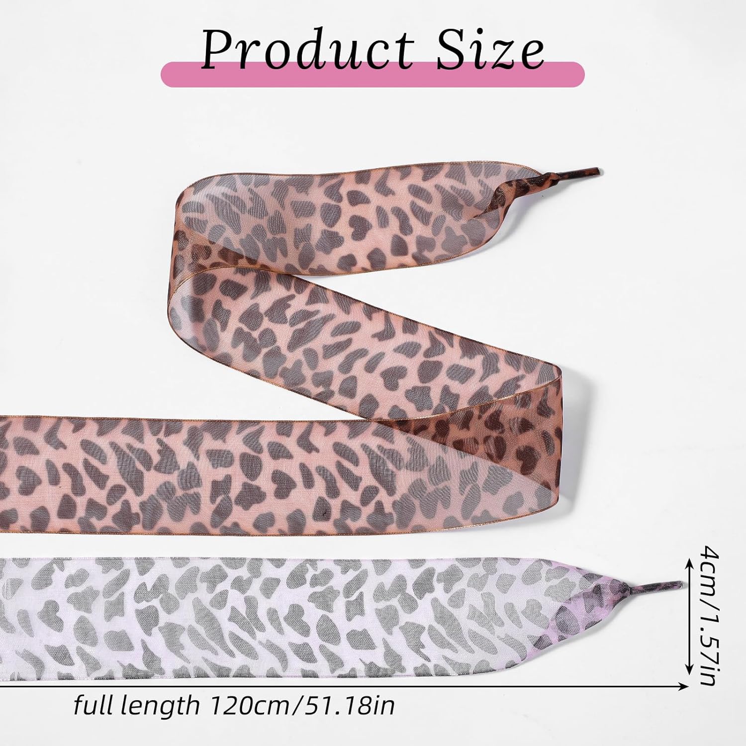 2 Pairs 4cm Wide Leopard Print Shoe Laces for Women - Fun Cheetah Lace Shoelaces for Sneakers, Silk Replacement Shoe Strings - 130cm/51.2inch - Image 2