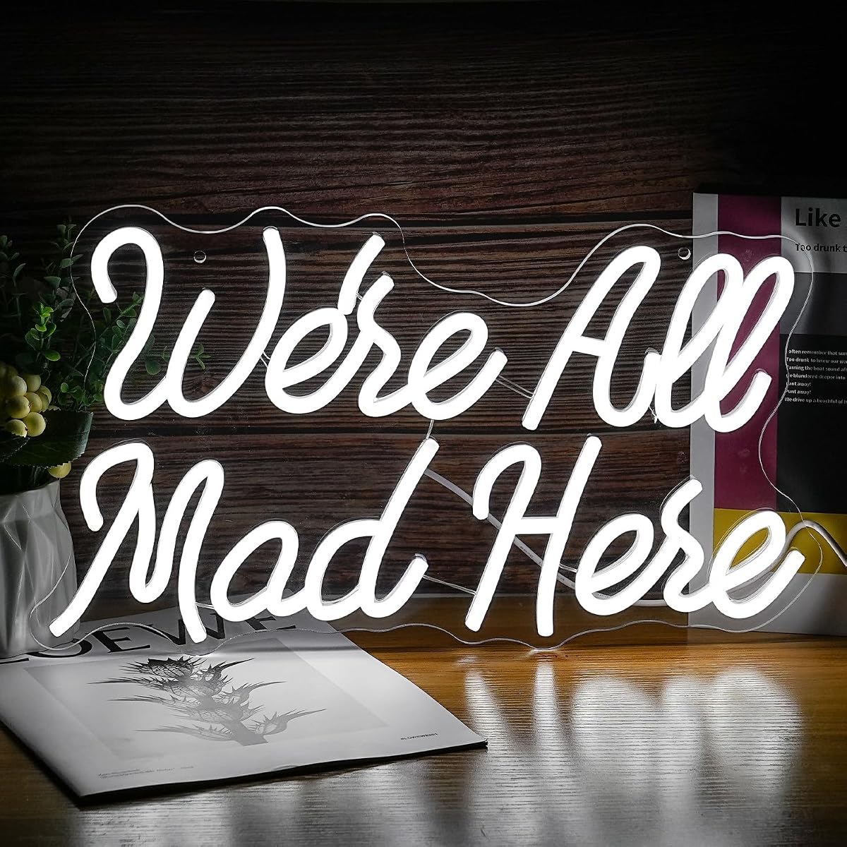 LISIGNVE LED Neon Sign - We Are All Mad, Dimmable, USB Powered, 16.5in X9.4in ,