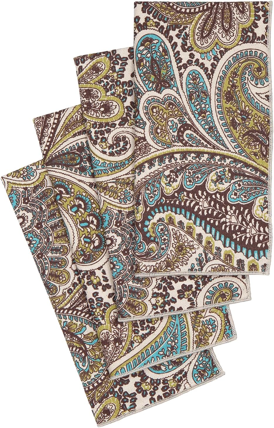 Cloth Napkins 100% Cotton Fabric Linen Napkins 18" x 18" Dinner Table Decor, Party Ideas, Brown, Turquoise Blue Fabric, Use with Tablecloth for Table Settings, Tablescapes Set 12