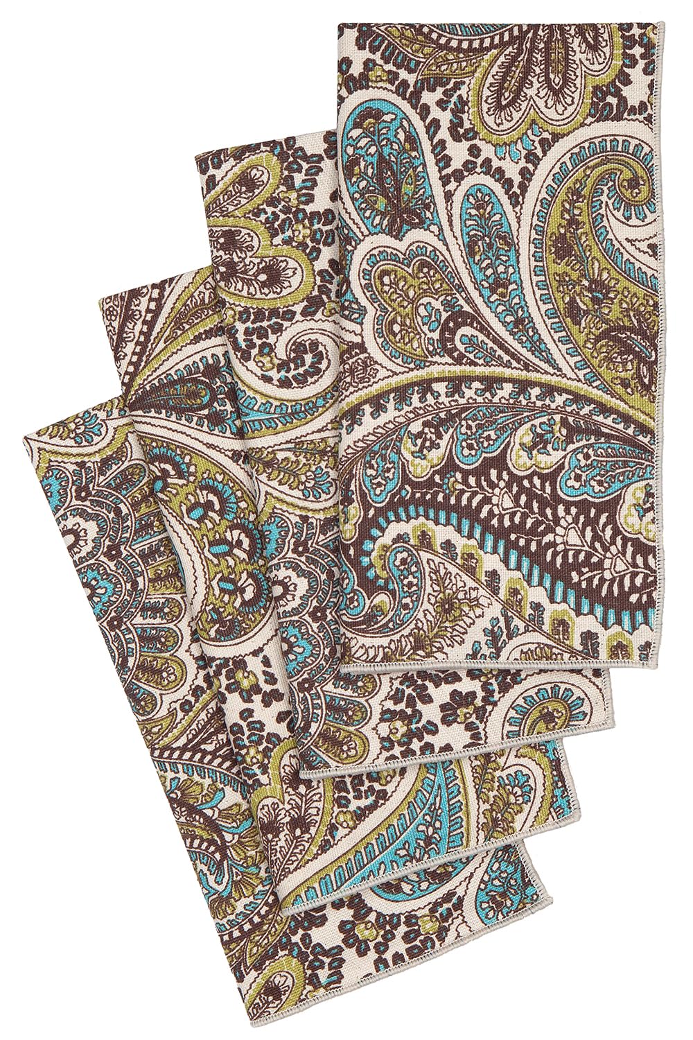 Stoffservietten, 12 Stück, 100 % Baumwolle, Leinen, 45,7 x 45,7 cm, brauner Paisley-Stoff