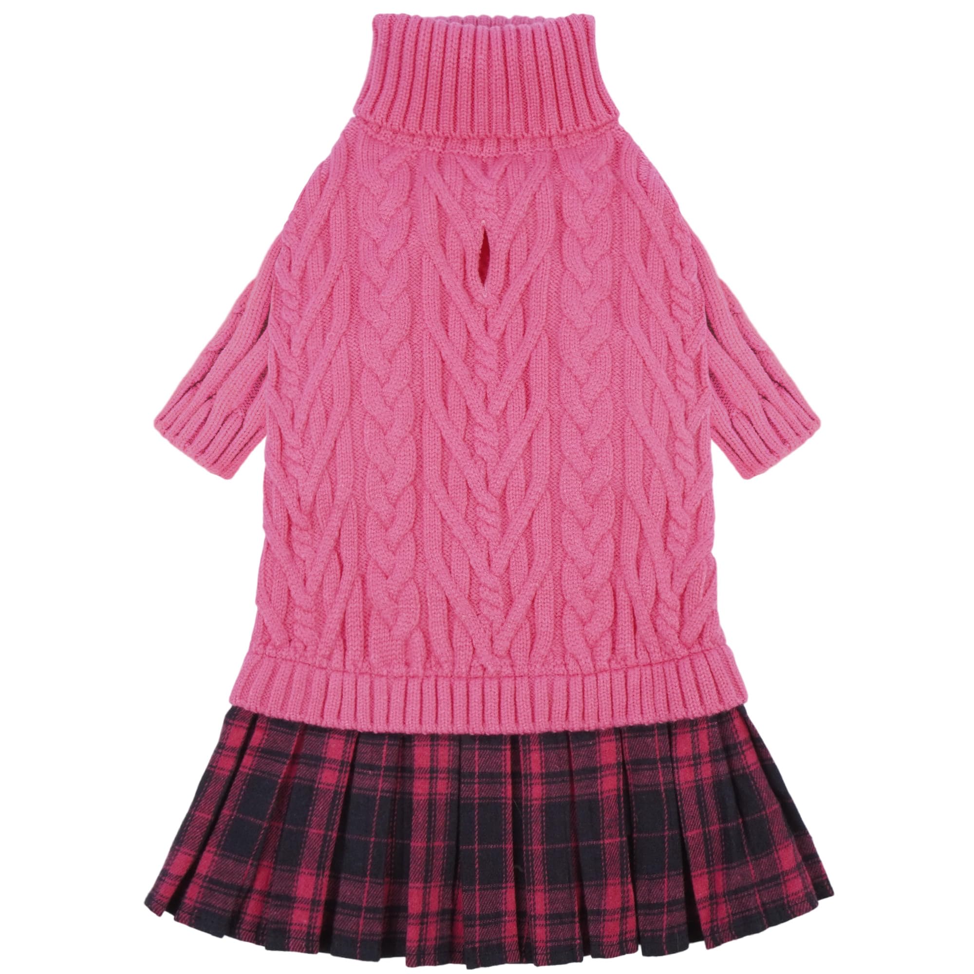 Robe en tricot chaude pour Noël et fêtes pour petit chien rose