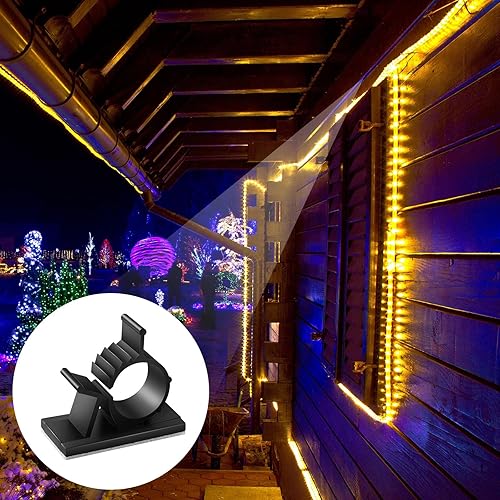 Miniatura 5 de Clips de cables autoadhesivos ajustables de 1.46 x 0.72 pulgadas, abrazaderas de comando sin taladro, organizadores de cables para oficina en casa