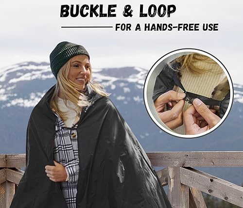 Miniatura 5 de SUITEDNOMAD Manta grande impermeable para estadio al aire libre, resistente al viento y cálida, forro polar extra grueso o sherpa acolchada, ideal