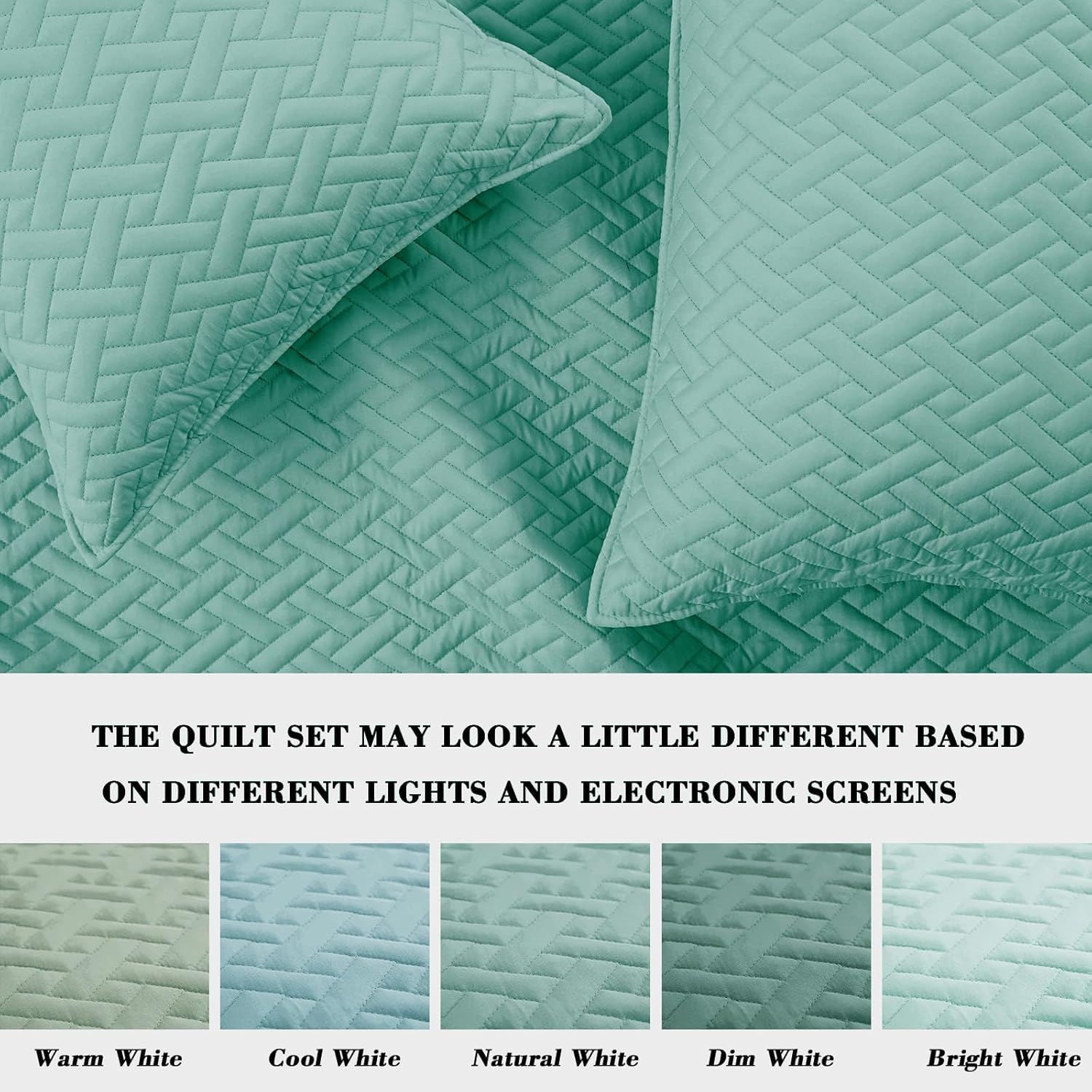 Exclusivo Mezcla Full Queen Size Quilt Bedspreads with Basket Weave Pattern, Soft Lightweight Summer Quilts Bedding Set Coverlets Bed Cover for All Seasons, Teal Green