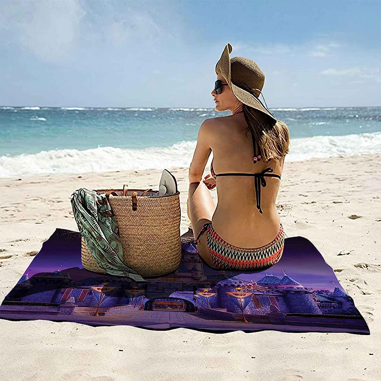 Serviette De Plage 3D, Séchage Rapide Microfibre Serviette De Bain, Beau Château De Rêve Serviettes De Plage XXL 150 X 200 Cm, Voyages, Camping, Vacances, Femme Homme Enfant Drap De Plage -6Q7T