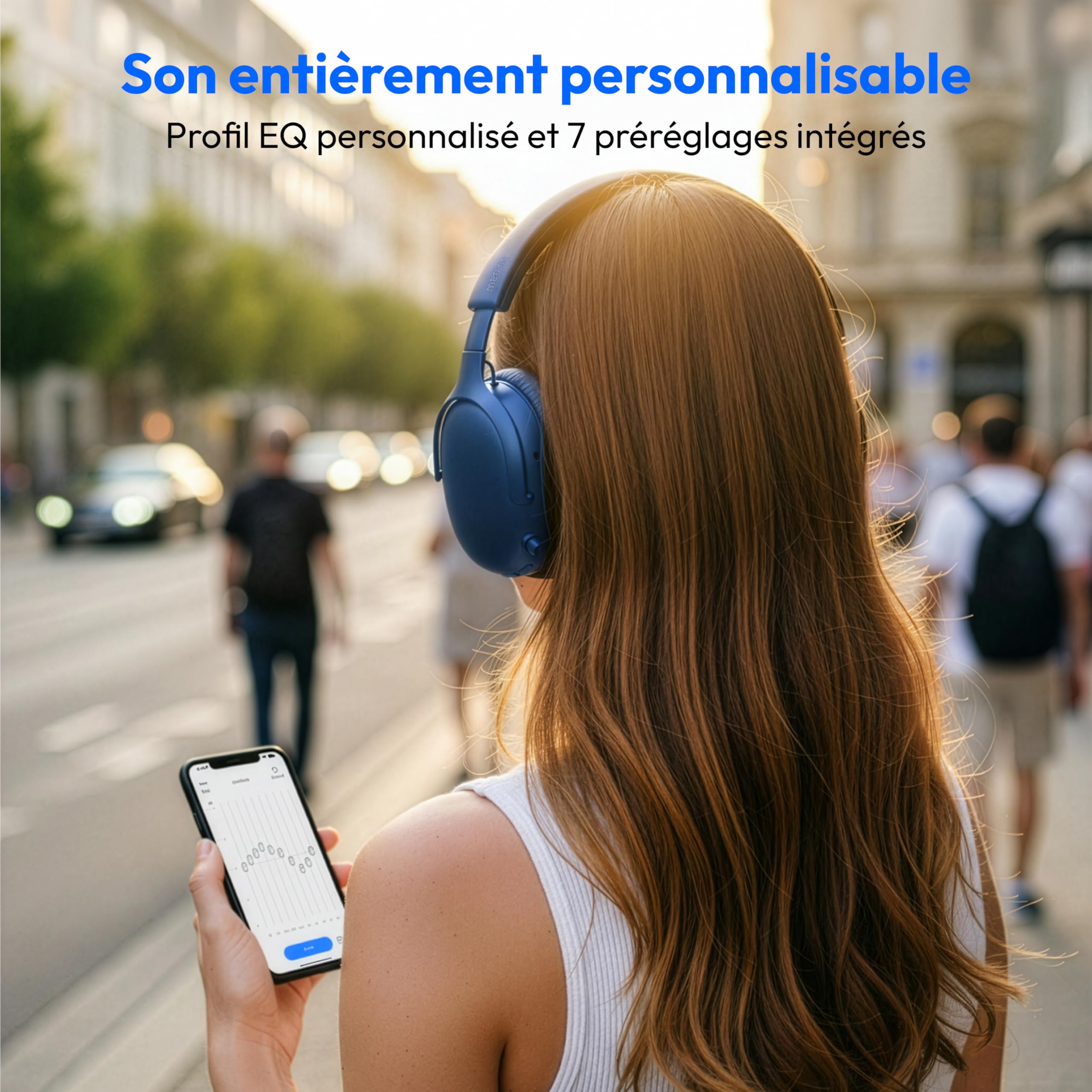 MEDION Casque Over Ear HX-1 Pro (sans Fil, réduction de Bruit Active Hybride ANC, Bluetooth 6.0, 7+1 préréglages EQ, Jusqu’à 190 h d’autonomie, Protection Anti-éclaboussures IPX4), Bleu