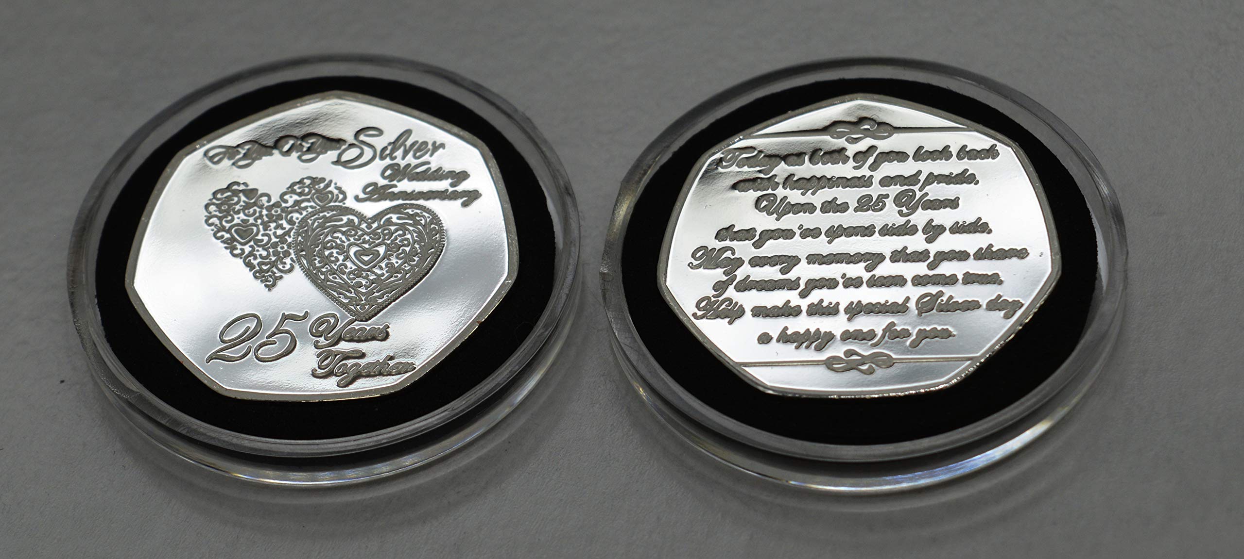 The Commemorative Coin Company 25th SILVER WEDDING ANNIVERSARY Fine Silver Commemorative in capsule. Gift/Present. 25 Years Together - Image 3
