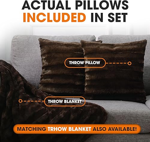 Miniatura 3 de Cheer Collection Almohadas de piel sintética, almohadas decorativas para sofá, almohadas de cama, almohadas decorativas de chocolate para dormitorio