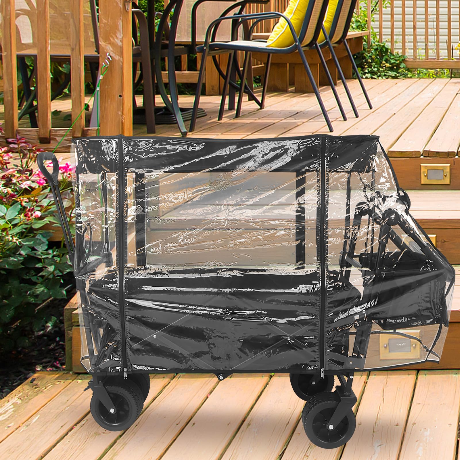 Regenschutz aus PVC für Gartenwagen und Campingwagen Verschleißfest und UV Beständig Transparente Wagenabdeckung für Outdoor und Camping