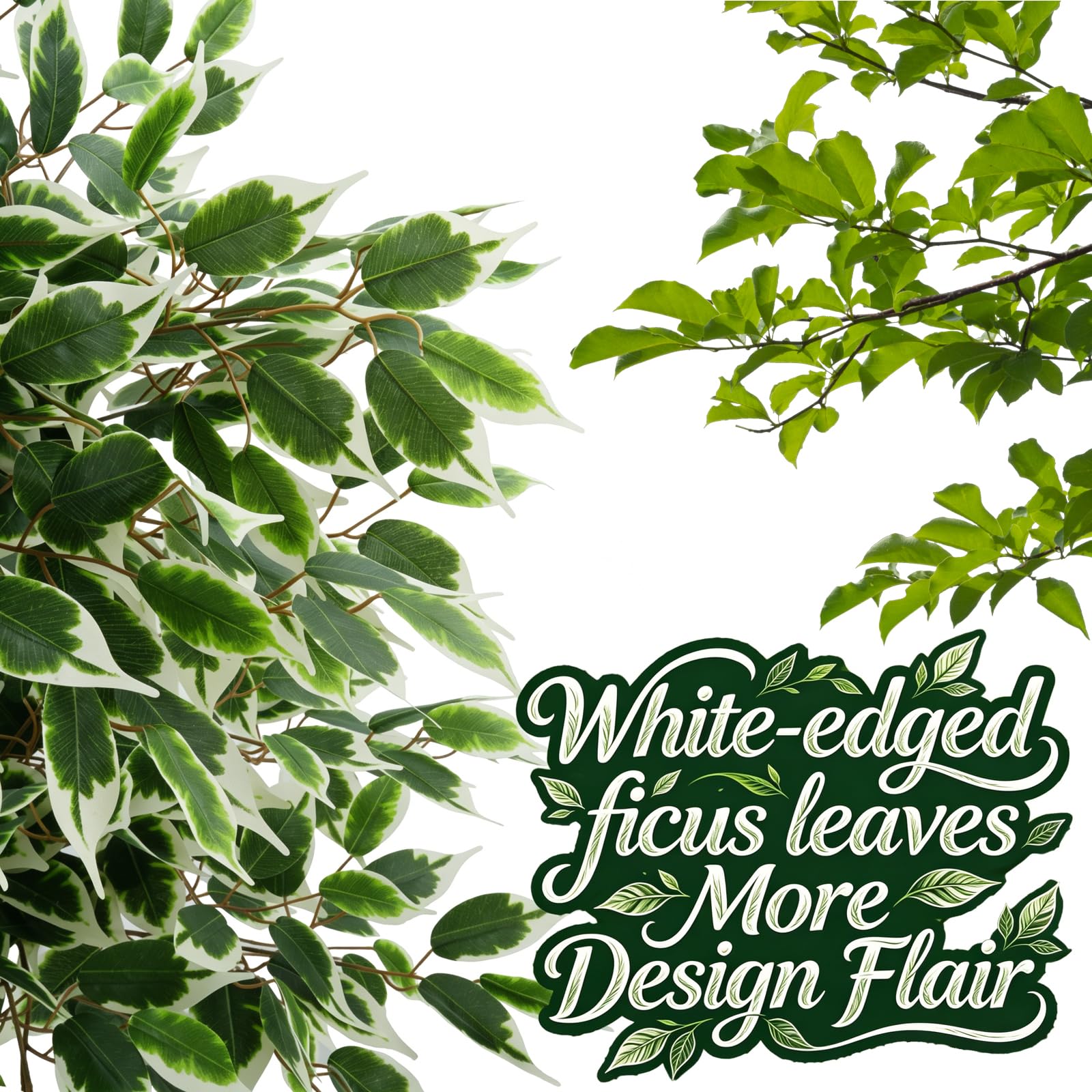 Ficus Artificiel 180 cm Arbre Artificiel avec Grand Pot Blanc | plante artificielle grande 3 couches de feuilles en soie 3 troncs épais fausse plante décorer maison salon bureau intérieure