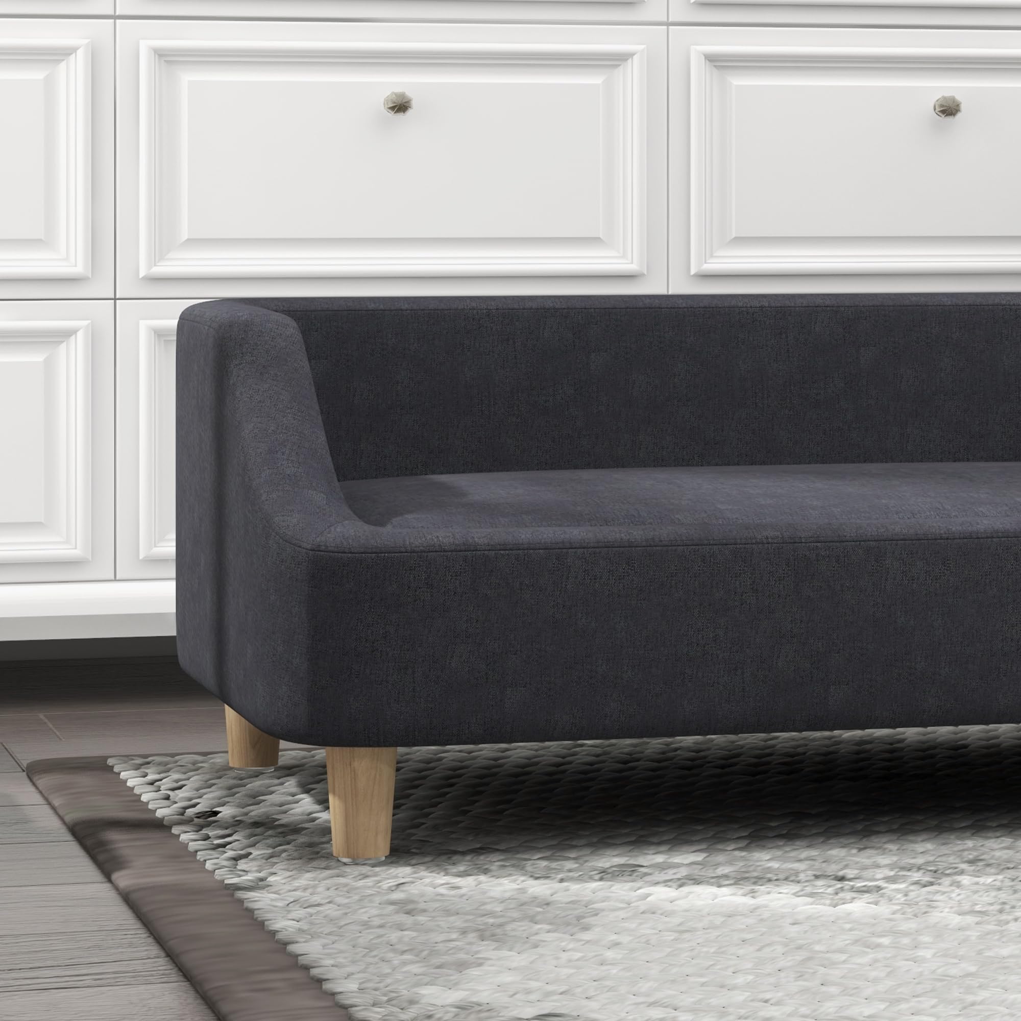 PawHut Sofá para perros, sofá para mascotas, sofá para gatos, cama para perros medianos y grandes, sofá para perros con diseño elevado, sillón para perros con patas de madera, gris oscuro, 95 x 63 x