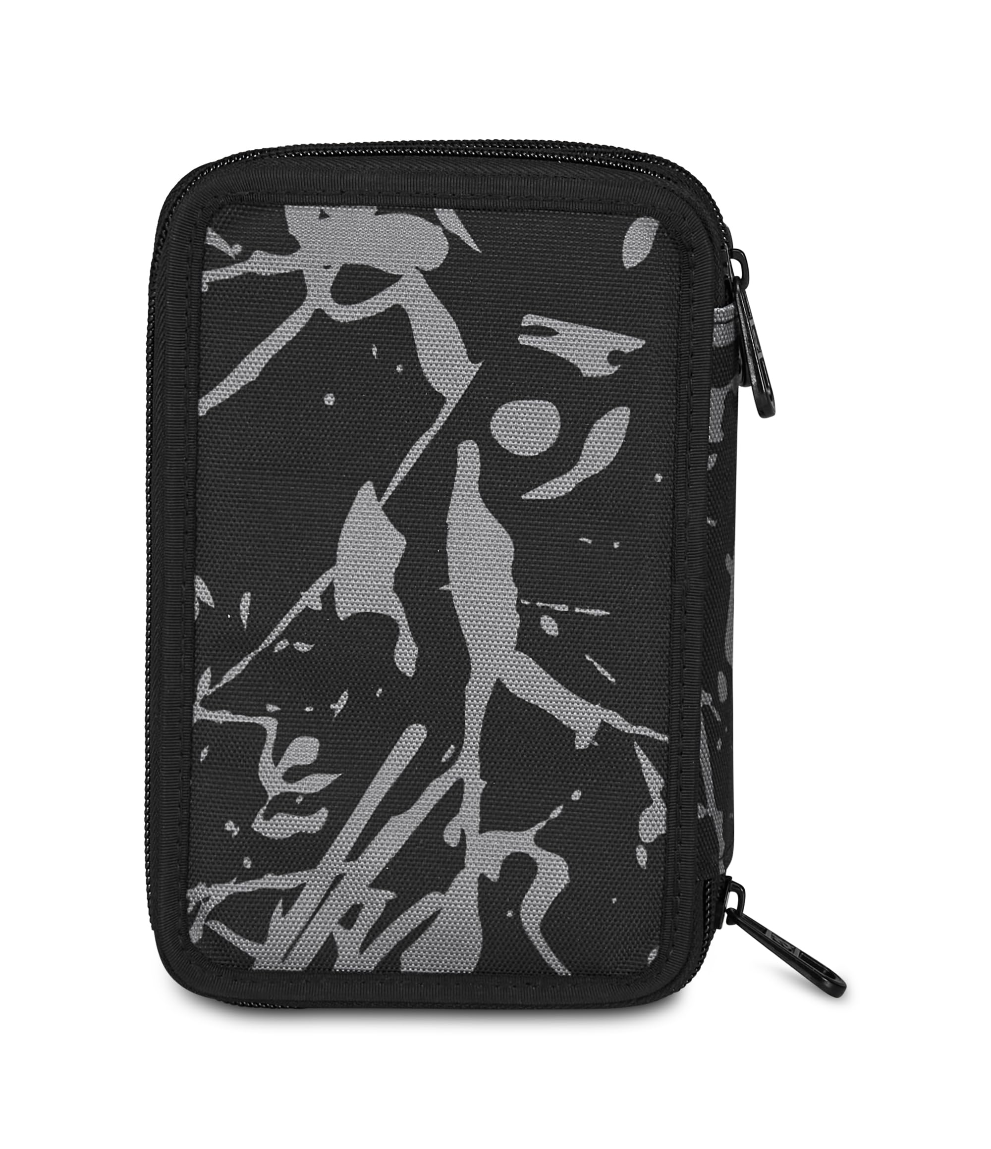 Invicta Schulmäppchen mit 3 Reißverschlüssen, Fantasy, schwarz, Stiftehalter, Dreifachfach, komplett mit Stiften, Bleistiften, Farben, Zubehör Rucksack, Grundschule, Kinder, Schwarz, Modern