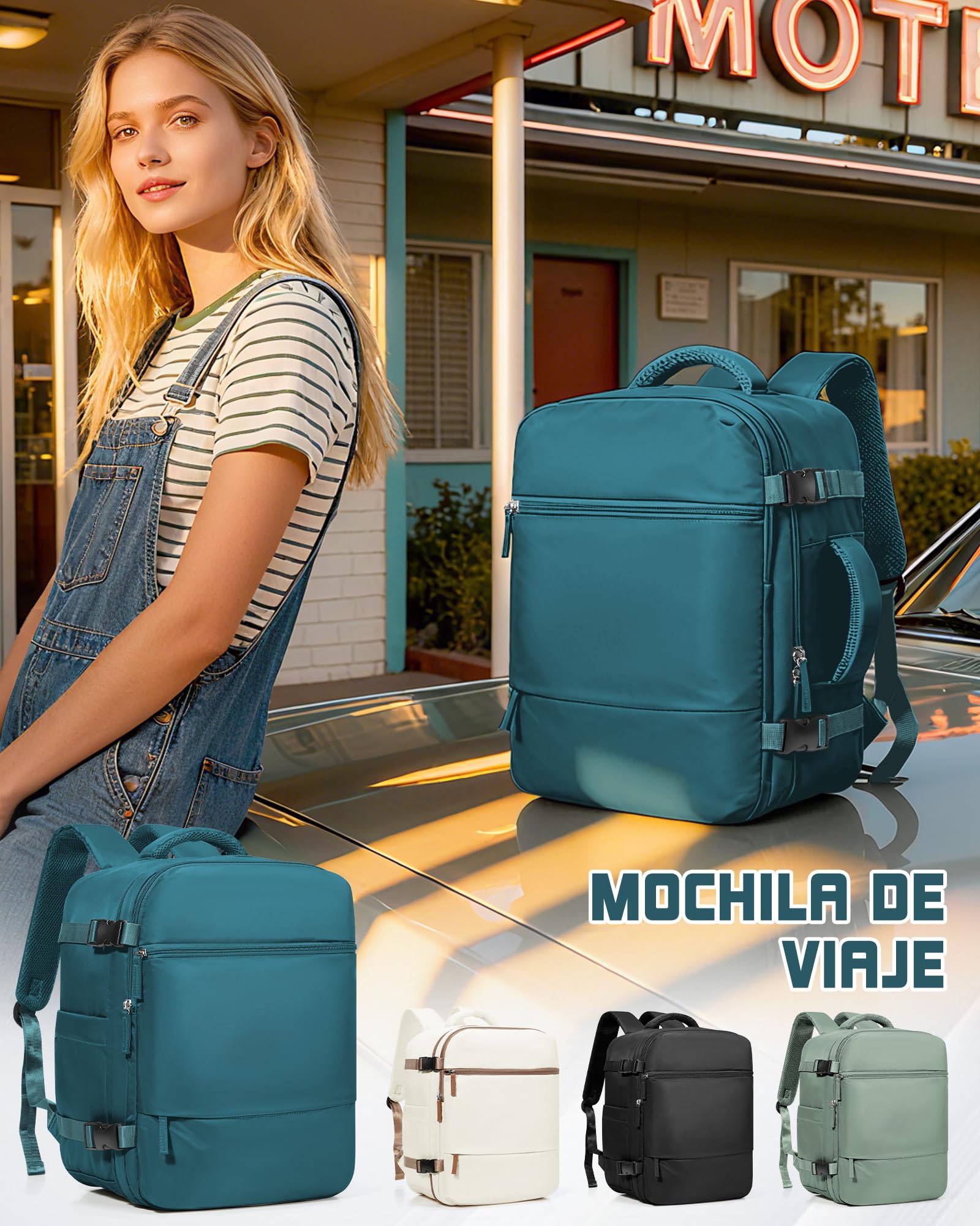 suradar Mochila Viaje Cabina Avion 40x30x20 para Ryanair, Wizz, Vueling Bolsa Viaje 40x30x20 Equipaje de Mano Mochila Portatil 15,6 Pulgadas Mochilas para Trabajo Colegio Hombre Mujer Azul Pavo Real