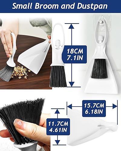 Upgrade 6PCS Cage Cleaner Set,2-in-1 Stainless Steel Pet Cage Brush,Bird Poop Remover,Dual Head Brush,Long Handle Scraper,Small Animals House Cleaning Accessories,Mini Dustpan and Broom Set (6PCS-1)(6pcs-1)