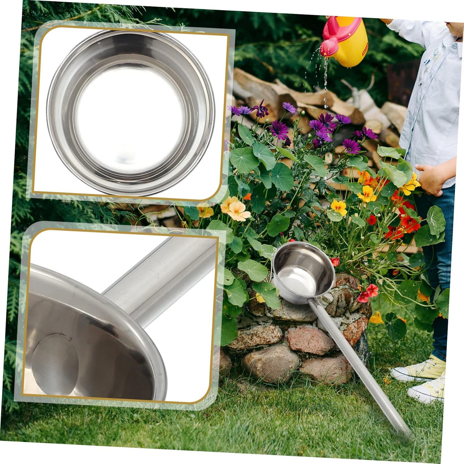 Healifty Long Handle Water Scoop Stainless Steel Kitchen Ladle Thickened Water Dipper Spoon for Cooking Cleaning Vegetables and Fruits Ergonomic Handle for Easy Use