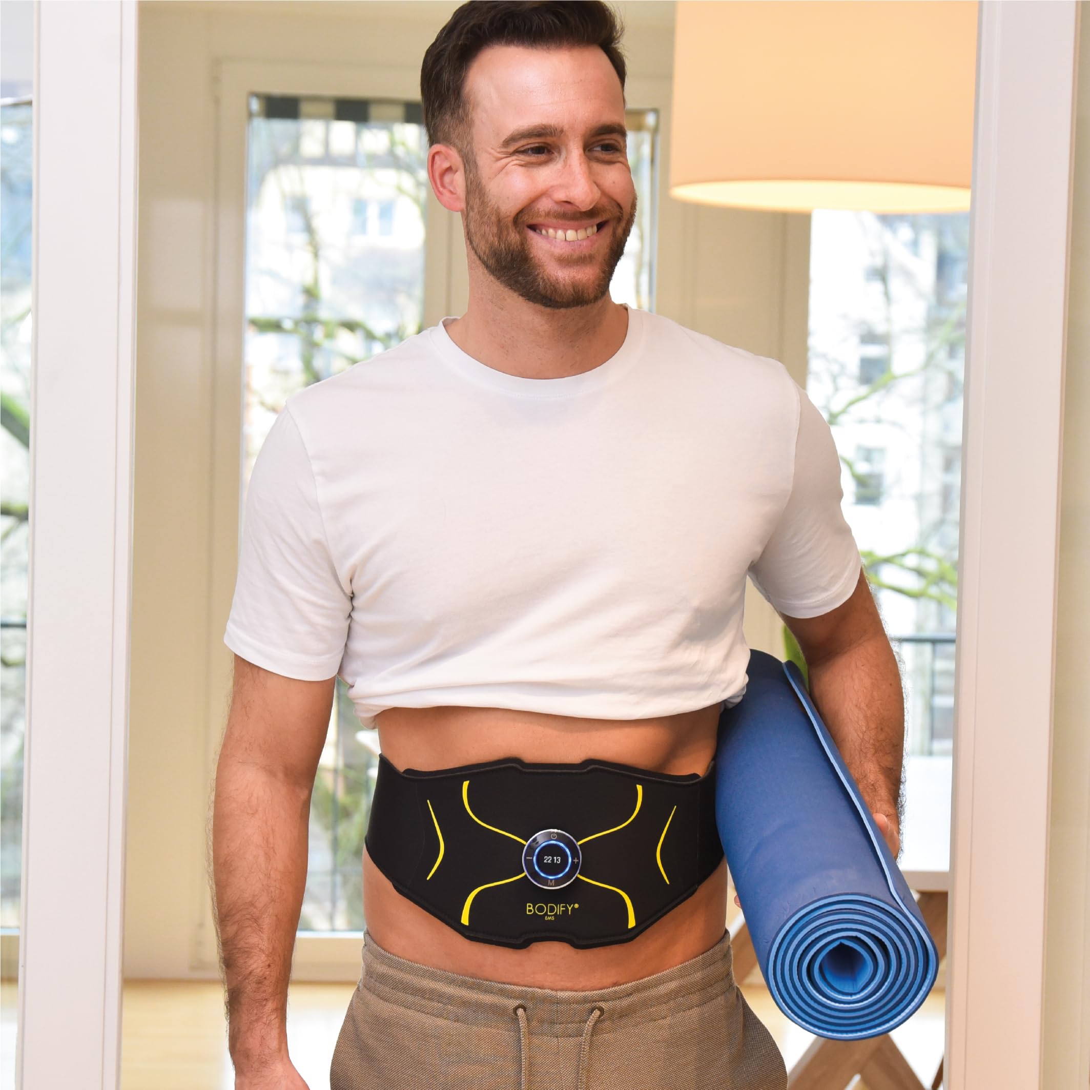 Bodify® EMS Abs Trainer MAX – ¡Activación específica de los músculos Abdominales! – Activación Muscular – Entrenamiento EMS – Entrenamiento de Abdominales – para Hombres y Mujeres EL Original