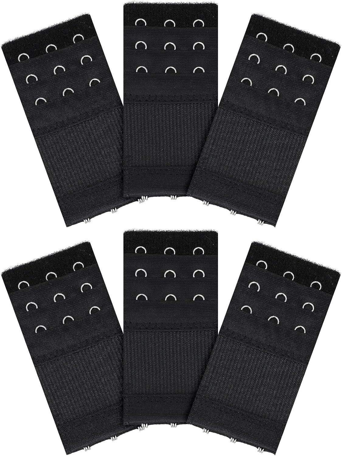 KALIONE 6 Pack 3 Hooks Women's Bra Extenders Stretchy Bra Extension Strap Elastic Bra Band Hook