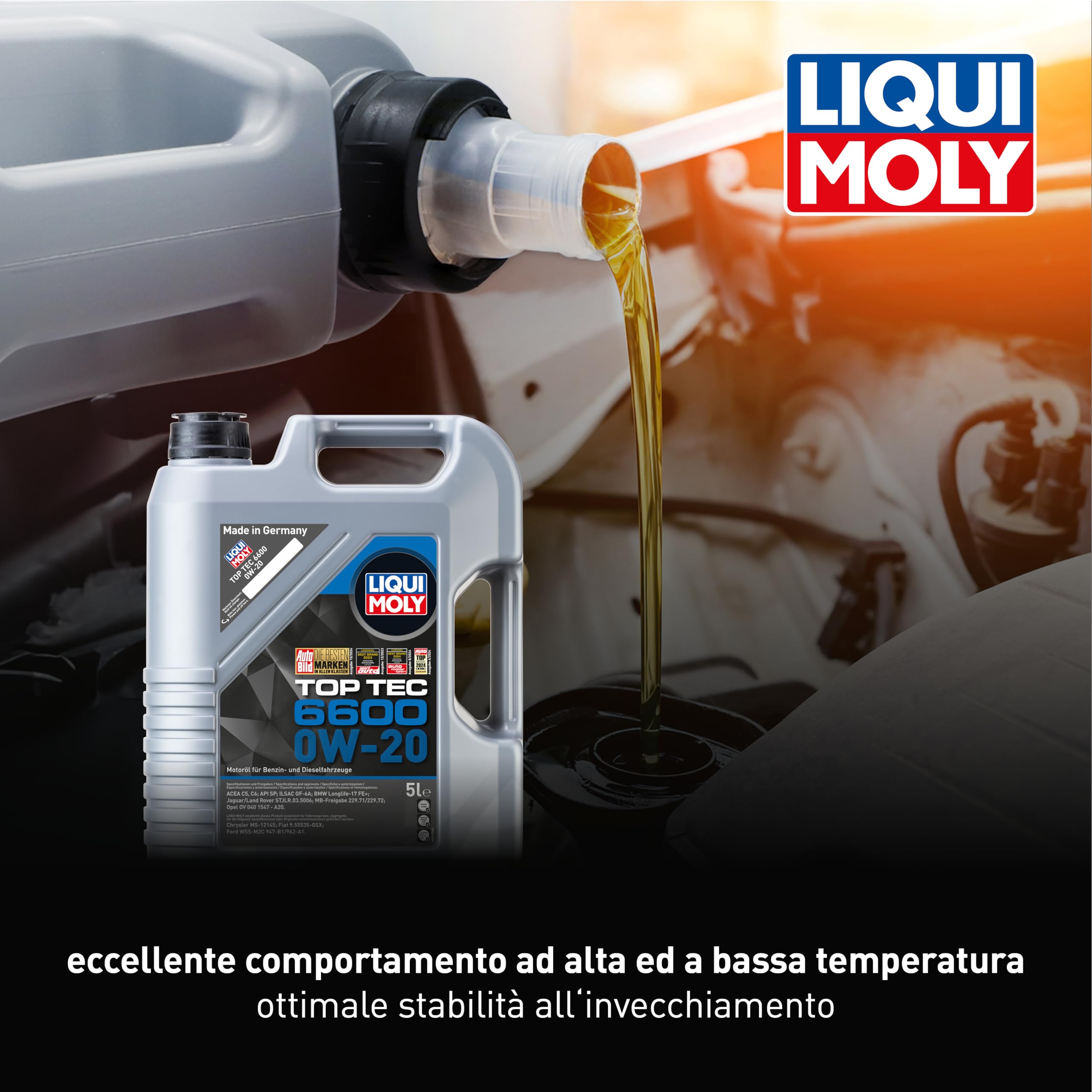 LIQUI MOLY Huile moteur Top Tec 0W-20 ACEA C5 ACEA C6 API SP 6600 5 L Compatible avec BMW 1 5 portes F20 3 Touring F31 3 Berline F30, F80 1 3 portes F21, MERCEDES-BENZ Classe C Berline W205