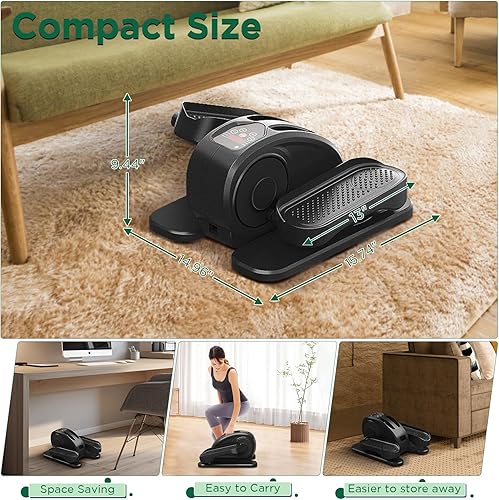Miniatura 3 de Elíptica debajo del escritorio, ejercitador de pedal eléctrico sentado, silencioso, compacto, mini entrenador elíptico con monitor de pantalla y