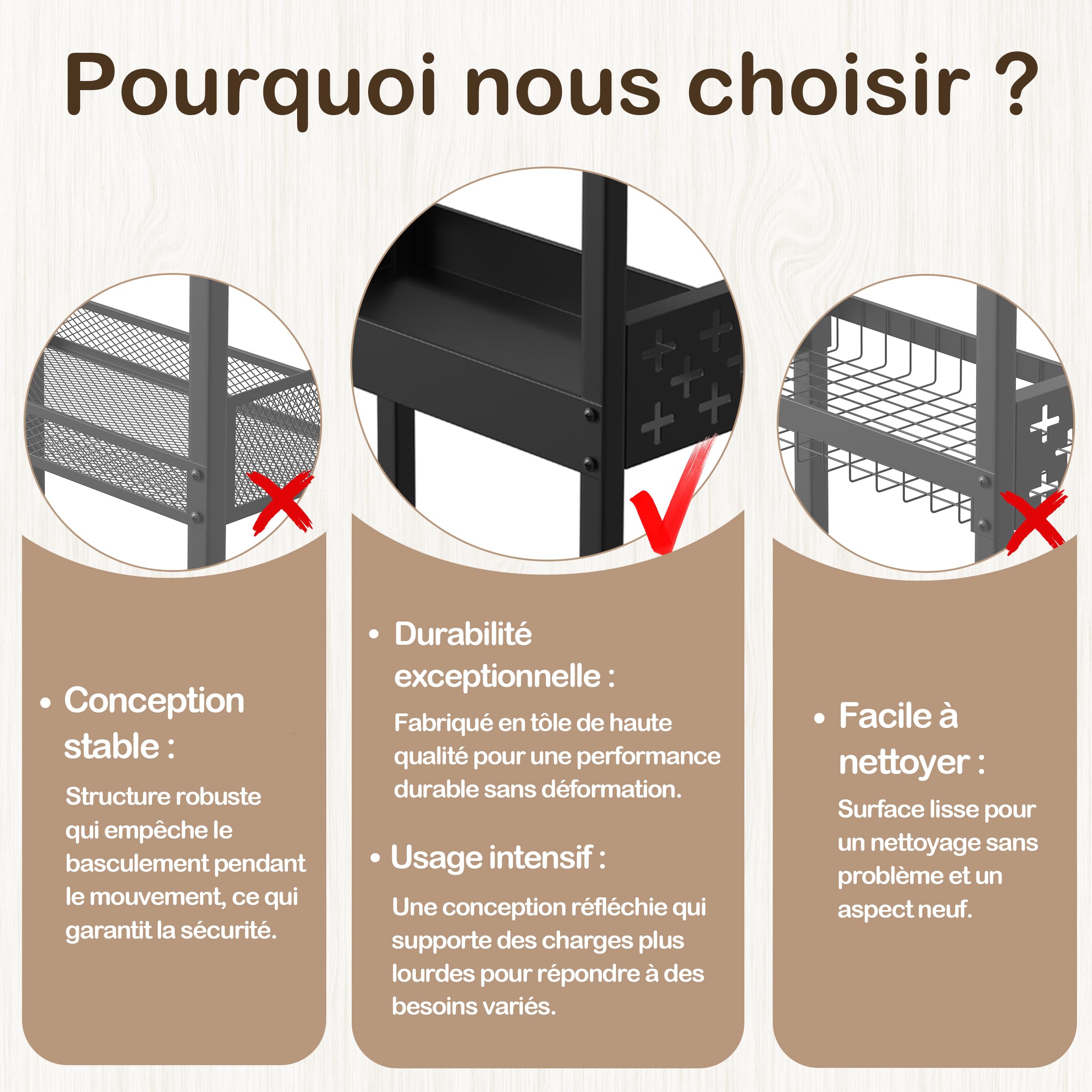 UMDONX Chariot de Cuisine Métal Étroit 4 Niveaux à roulettes, Blanc | Desserte avec Plan de Travail, Étagère de Niche Étroite, Pour Cuisine Bain Salon Balcon