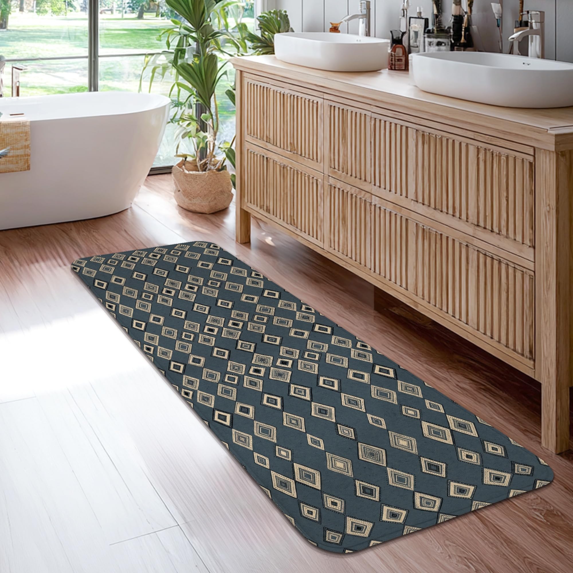 Tapis de couloir anti-tache bleu marine pour protéger une entrée passante