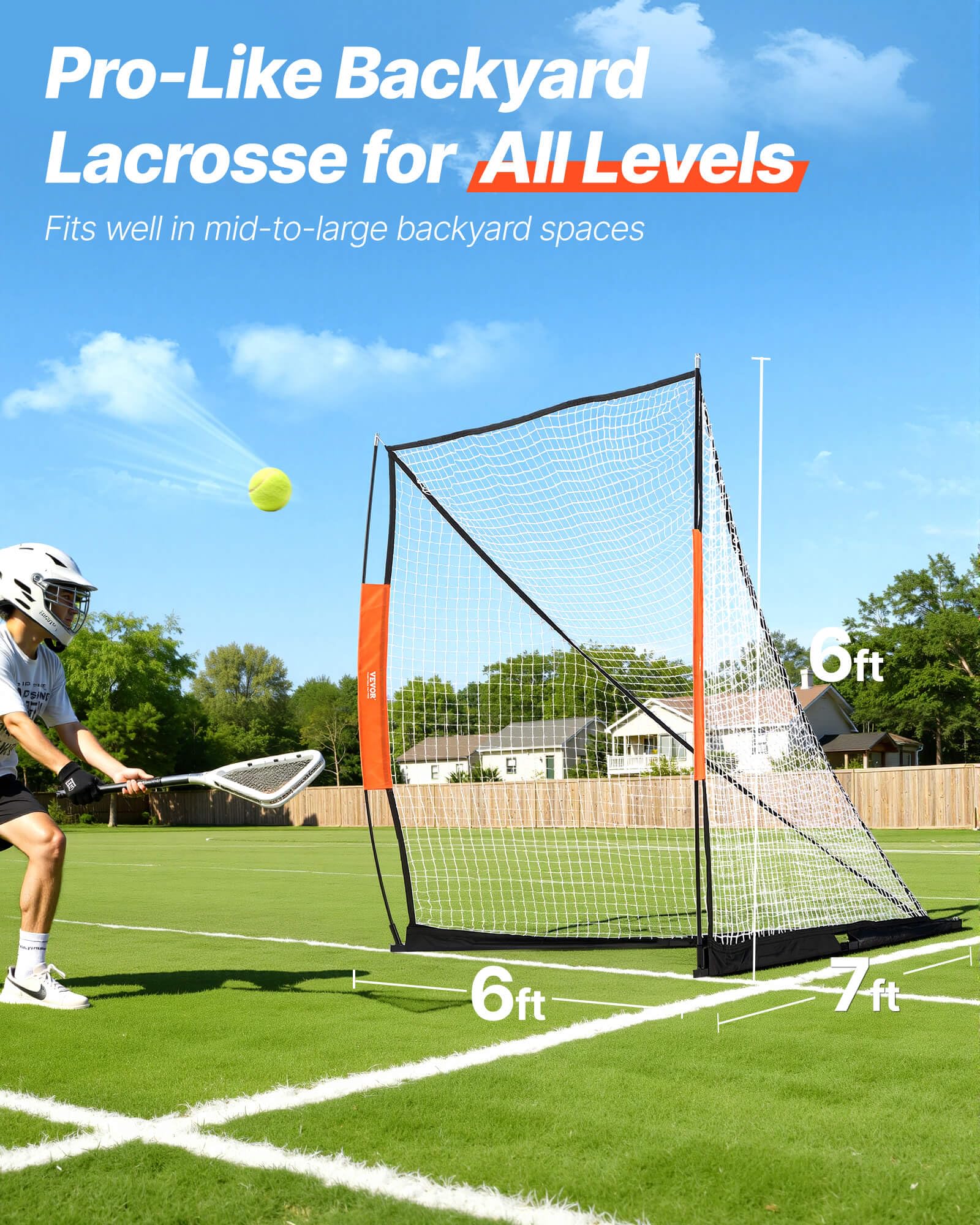 VEVOR Portería de lacrosse, red de lacrosse, portería de lacrosse portátil con bolsa de transporte, red de lacrosse de hockey con cobertura extendida, juego completo de accesorios de entrenamiento