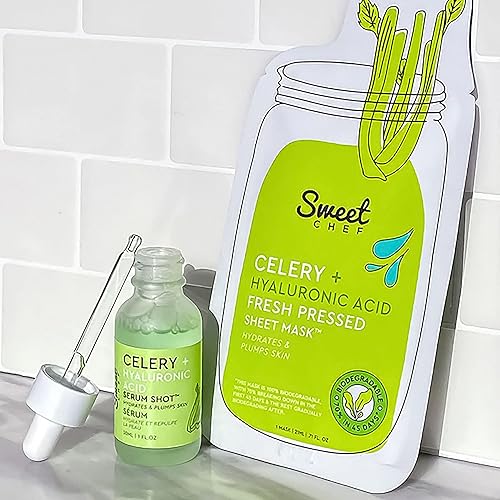 Miniatura 7 de Sweet Chef Máscaras de hoja de belleza prensada fresca de apio  ácido hialurónico 100 biodegradables hidratación profunda para el cuidado de la piel