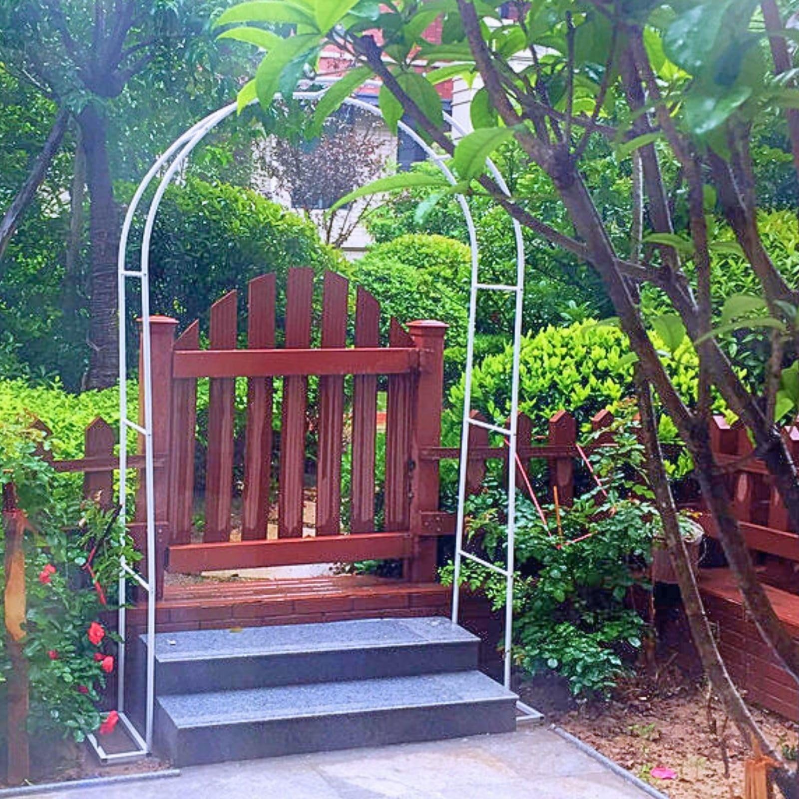 Arche de rosier en métal support de pergola de jardin blanc