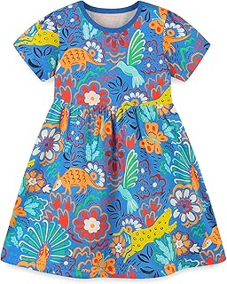 Baby Girls Cotton Dress - Short Sleeve Toddler Summer Dresses, Kids Comfy Twirl A-Line Sundress for 2-7T - Buy now