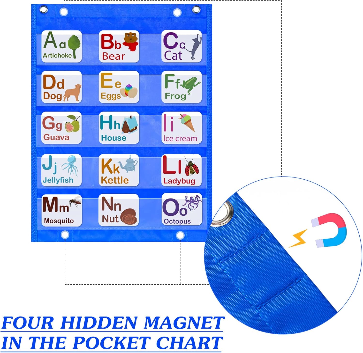 Lincia 6 Pcs Classroom Magnetic Pocket Chart Squares Teacher Small Mini Pocket Chart Organizer Back to School Resources for Homeschool Schedule Activities, 6 Colors(17.7 x 14 Inch)