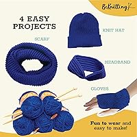 Vista 6 de BeKnitting Kit de tejido para principiantes, adultos y niños - Aprende a tejer - Hilo, fabricantes de pompones, agujas y otros suministros Regalos