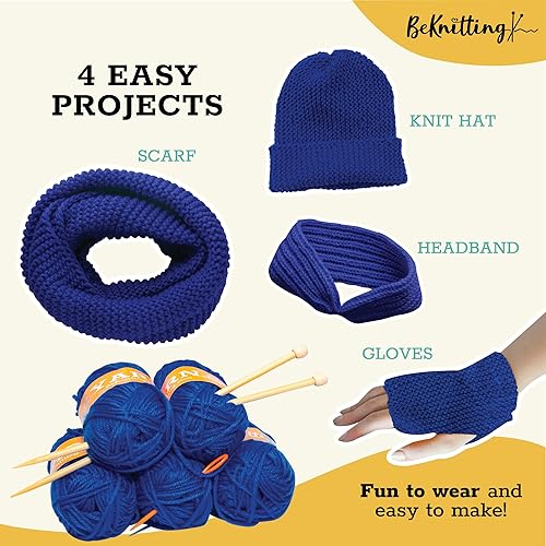 Miniatura 6 de BeKnitting Kit de tejido para principiantes adultos y niños - Aprende a tejer - Hilo, fabricantes de pompones, agujas y otros suministros