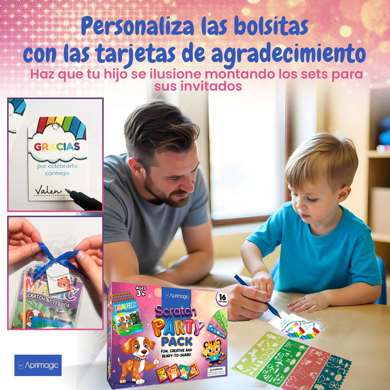 Pack 24 Libretas Scratch, Puzzles y Bolsas de Regalo - Regalos Cumpleaños Niños Colegio - Bolsitas Cumpleaños Infantiles - Detalles Cumpleaños Niños (24)