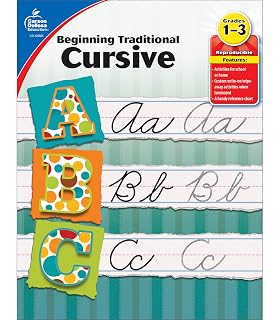 Carson Dellosa Grades 1-3 Beginning Traditional Cursive Handwriting Workbook, Writing Book With Dry Erase Number and Letter Tracing Activities, Classroom or Homeschool Curriculum - Amazon product rated Grade B