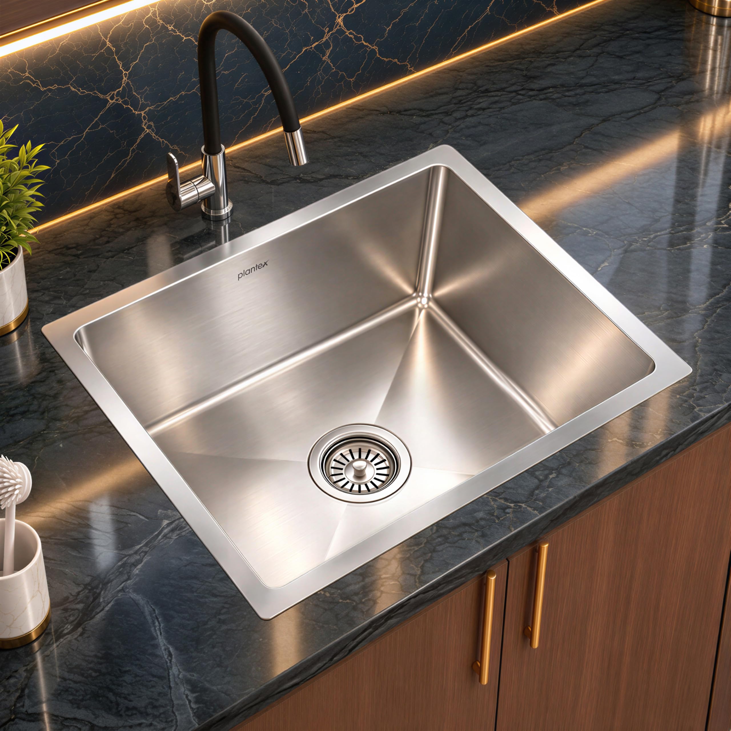 Plantex Stainless Steel Kitchen Sink - 16x18 Inches -1