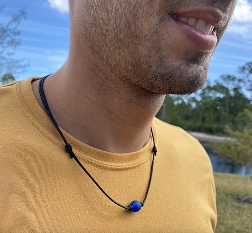 Miniatura 6 de Collar de vidrio de mar mezcla oceánica para hombres - Collar impermeable de surf de vidrio de mar para hombres, joyería hawaiana, vibraciones