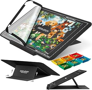 Comprar Tablero de Rompecabezas de 1000 Piezas con 6 Bandejas de clasificación y Cubierta, Mesa de Rompecabezas de Fieltro Ligera y portátil con Soportes Integrados para ajustes de ángulo