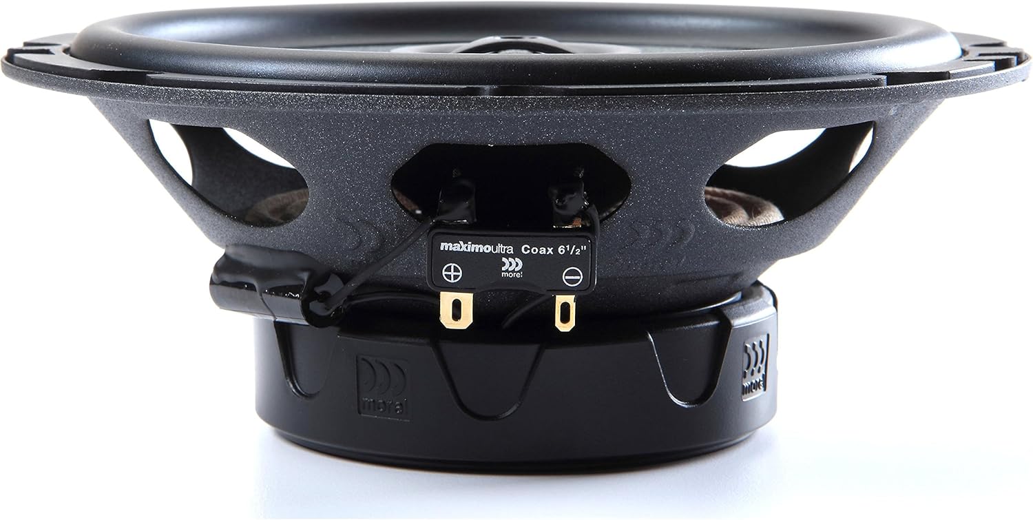 Side view of Morel Maximo Ultra 602 speaker showing wiring terminals