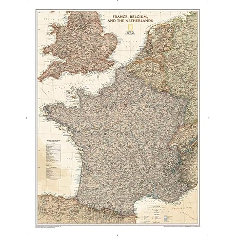 National Geographic Maps: France, Belgium and Netherlands Wall Map
