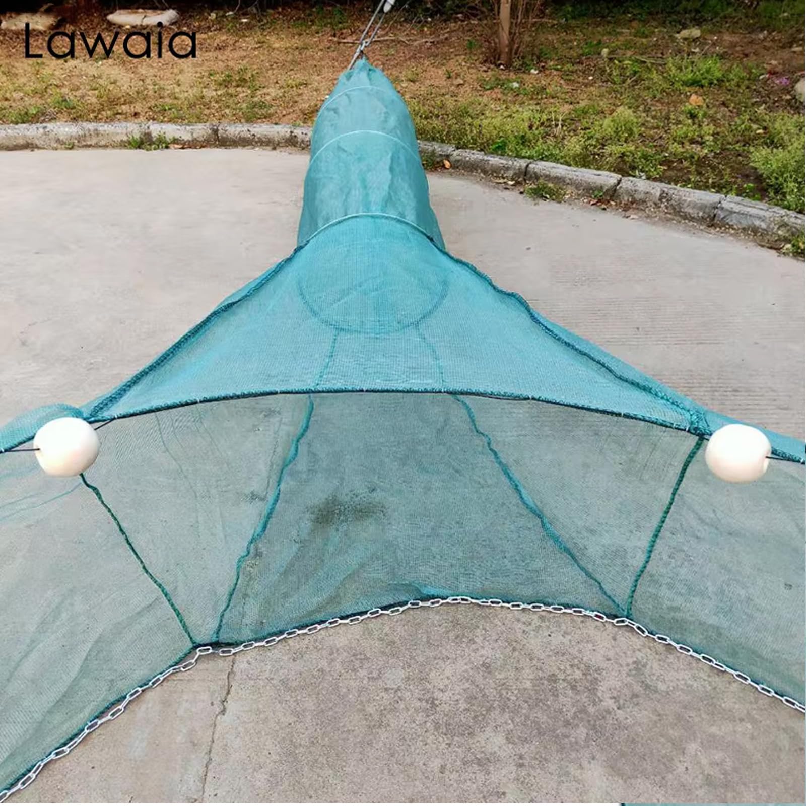 Lawaia Redes de camarones para camarones, trampa portátil para cangrejos de río, red de pesca de río, accesorios de jaula de pesca con flotador y cadena, malla pequeña 2M/3M/4M/5M/6M/8M/10M