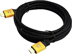 NTW Cabo HDMI PURE PRO 4K de 3 m de alta velocidade, cabo HDMI 2.0, 4K HDR, cabo Ultra HD 3D, 2160P, 1080P, Ethernet, retorno de áudio (ARC), compatível com PS5, PS4/3, UHD TV, Blu-ray, PC, Xbox, dourado/preto