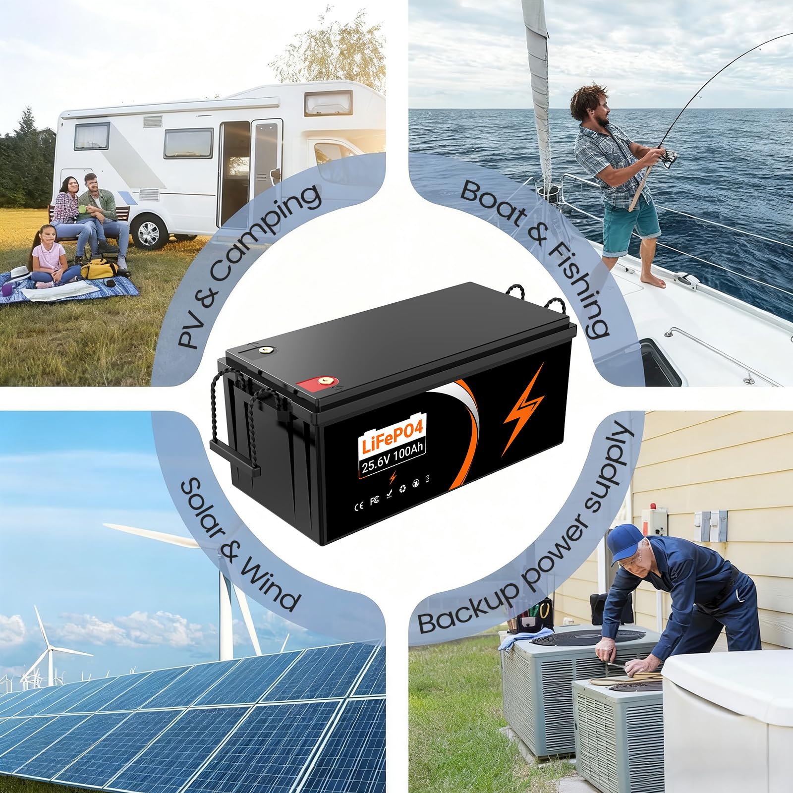 Lifepo4 batterie 24V(25.6V) 100Ah lithium LifepO4 à décharge profonde