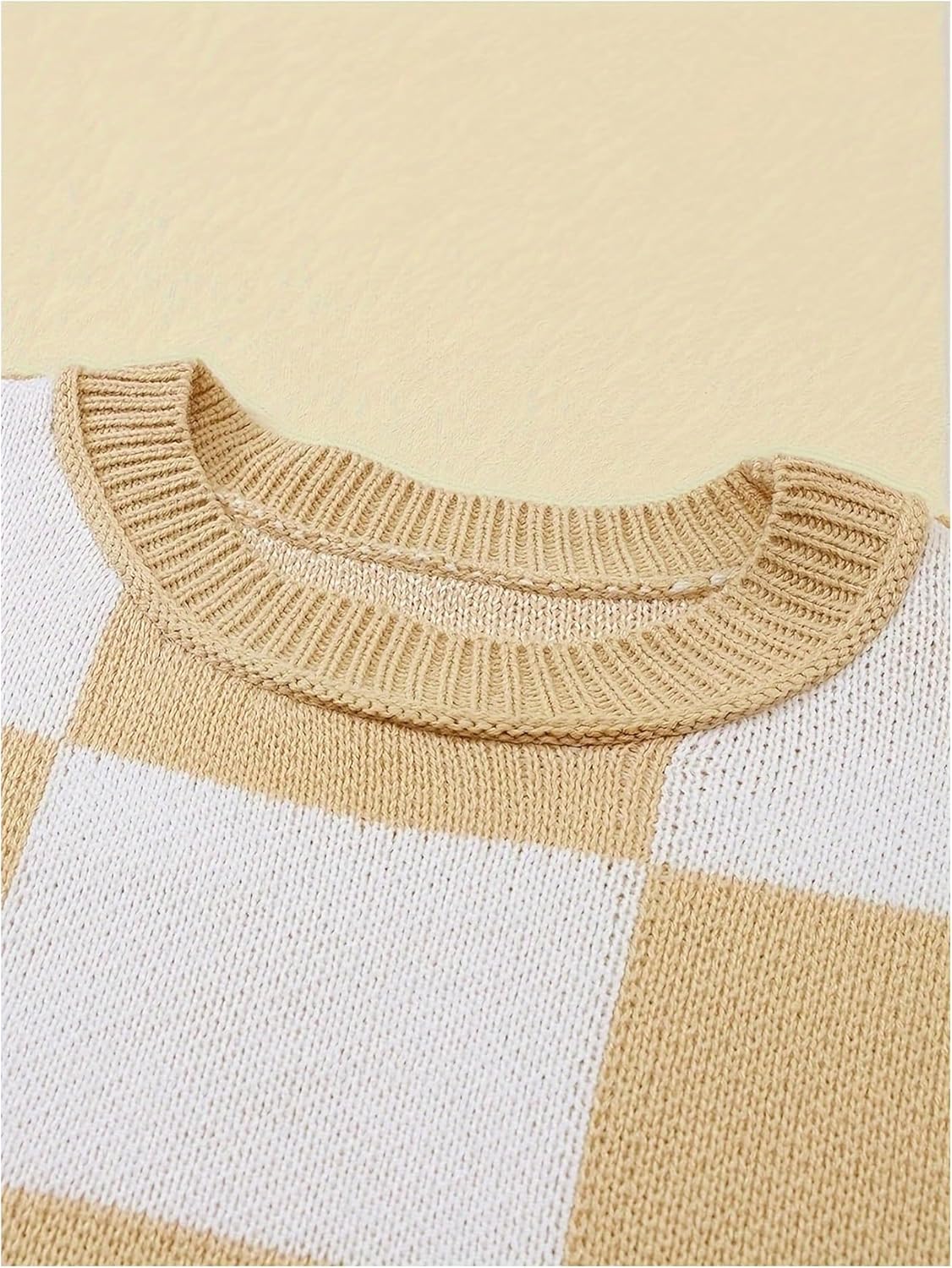 OYOANGLE Women's Plus Size Color Block Plaid Sweater Oversized Drop Shoulder Crewneck Pullover Tops - Image 5