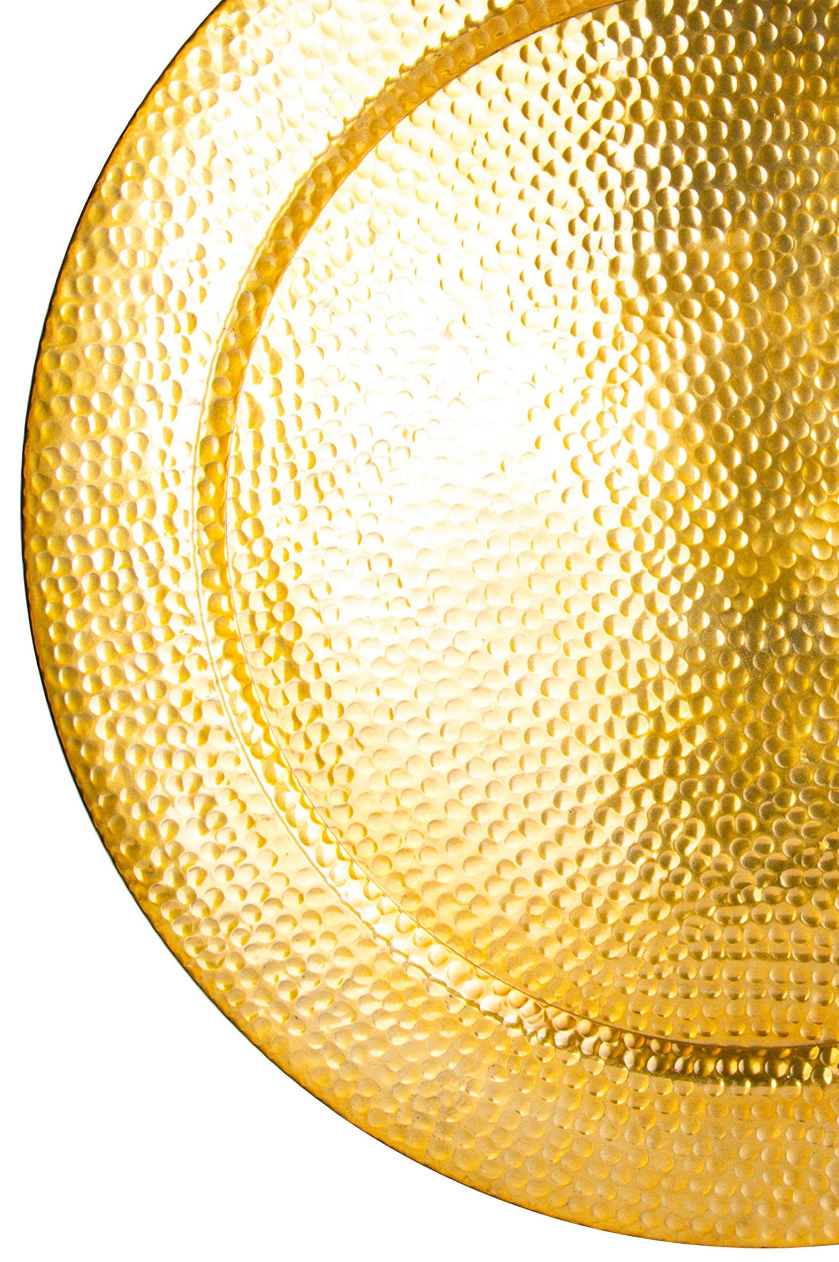 Duża okrągła taca z metalu Nizza Gold 80 cm | designerska taca w kolorze złotym | taca do serwowania okrągła antypoślizgowa | jako dekoracja na nakrytym stole lub dekoracja ścienna w salonie