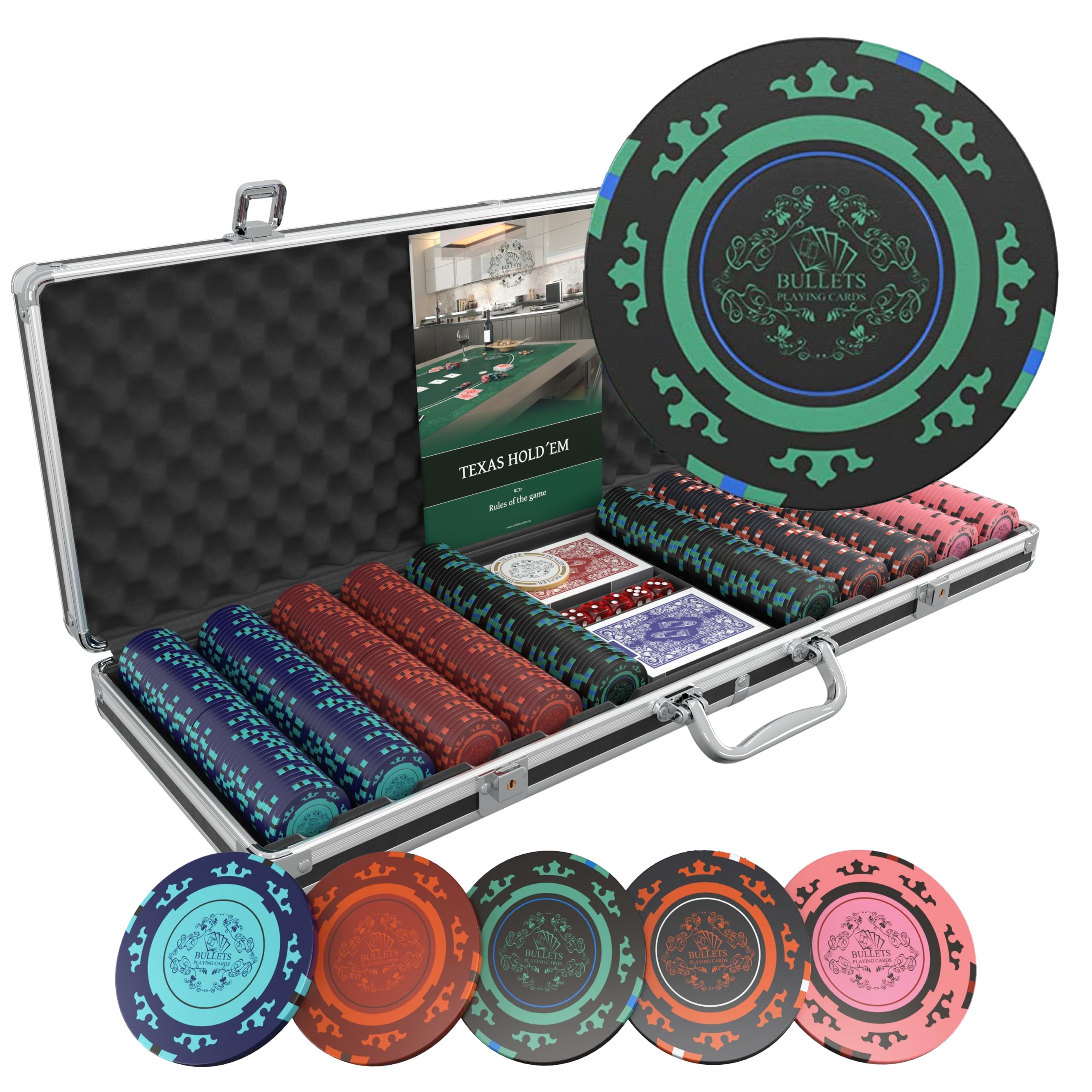 HENGMEI Poker Set with 500 Laser Poker Chips Poker Case Complete Set HENGMEI Poker Set with 500 Laser Poker Chips Poker Case Complete Set